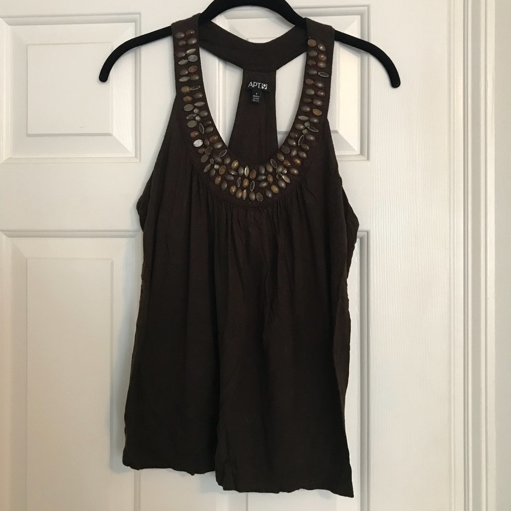 Apt 9 tank top with beaded neckline size small